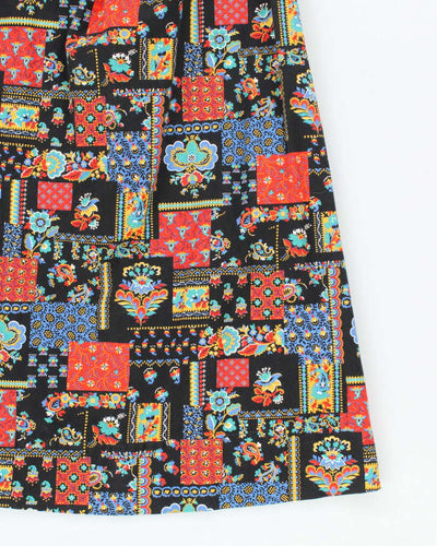 Vintage 70s Off The Shoulder Pattern Dress - XS