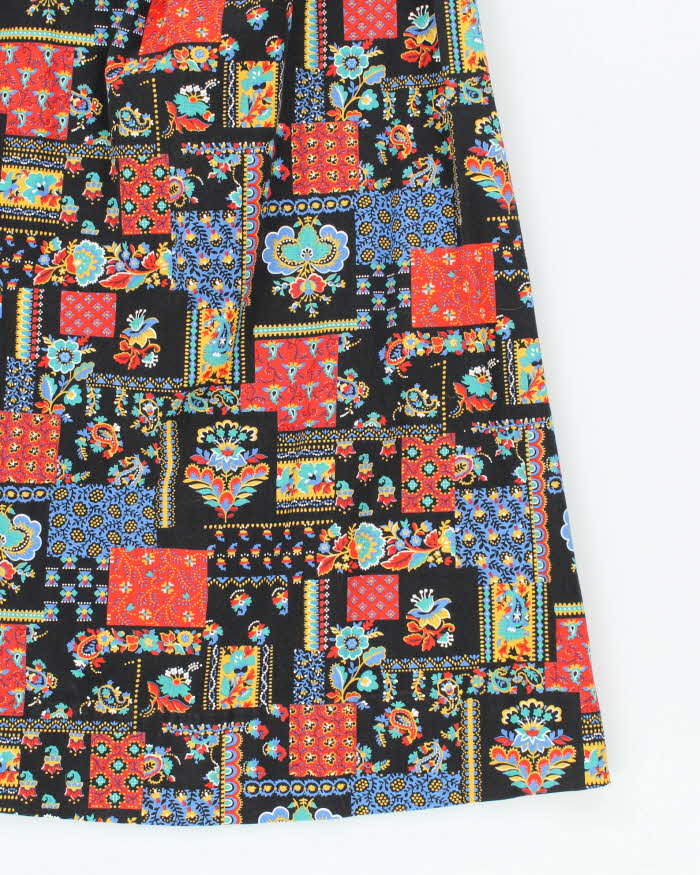 Vintage 70s Off The Shoulder Pattern Dress - XS