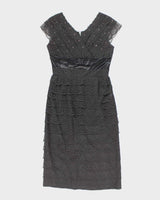 Vintage 50s Black Lace Rhinestone Dress - M