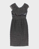 Vintage 50s Black Lace Rhinestone Dress - M