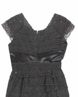 Vintage 50s Black Lace Rhinestone Dress - M