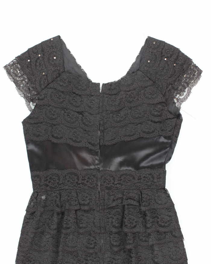 Vintage 50s Black Lace Rhinestone Dress - M