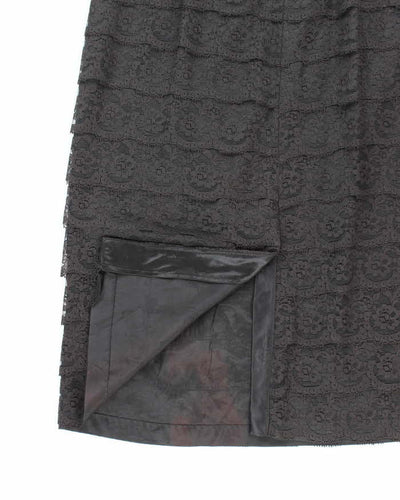 Vintage 50s Black Lace Rhinestone Dress - M