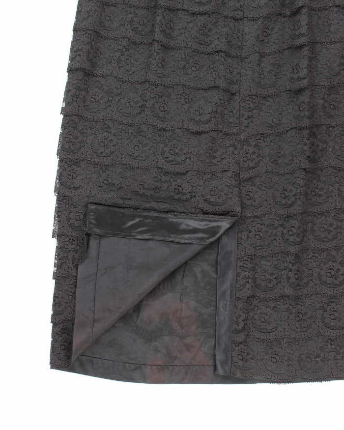 Vintage 50s Black Lace Rhinestone Dress - M