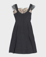 Vintage 50s Tea Time Fashions Black Dress - L