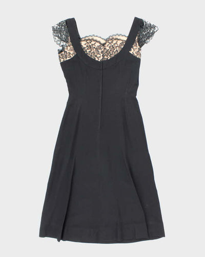 Vintage 50s Tea Time Fashions Black Dress - L
