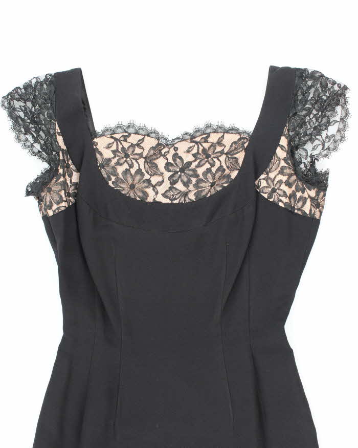 Vintage 50s Tea Time Fashions Black Dress - L