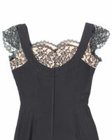 Vintage 50s Tea Time Fashions Black Dress - L