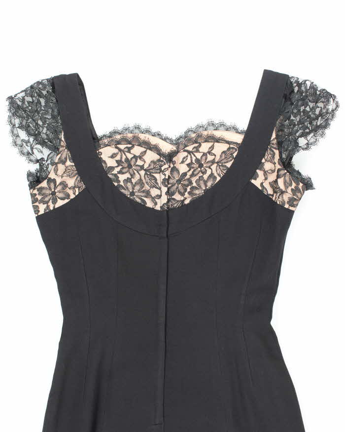 Vintage 50s Tea Time Fashions Black Dress - L