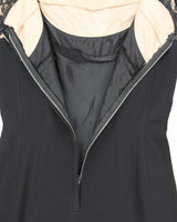 Vintage 50s Tea Time Fashions Black Dress - L
