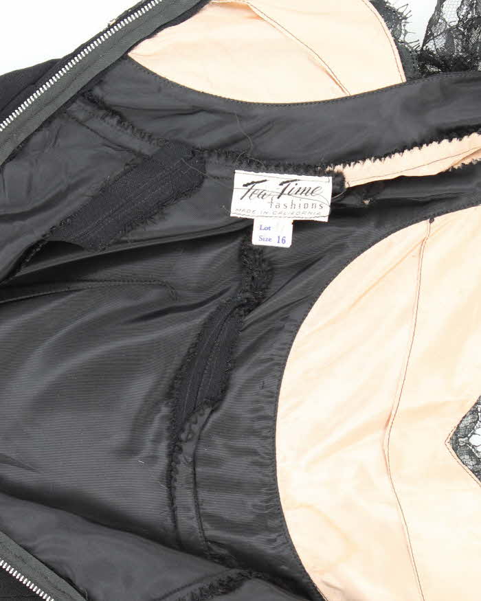 Vintage 50s Tea Time Fashions Black Dress - L