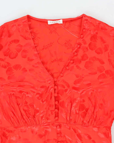 Sandro Silk Blend Floral Button-Up Dress - M