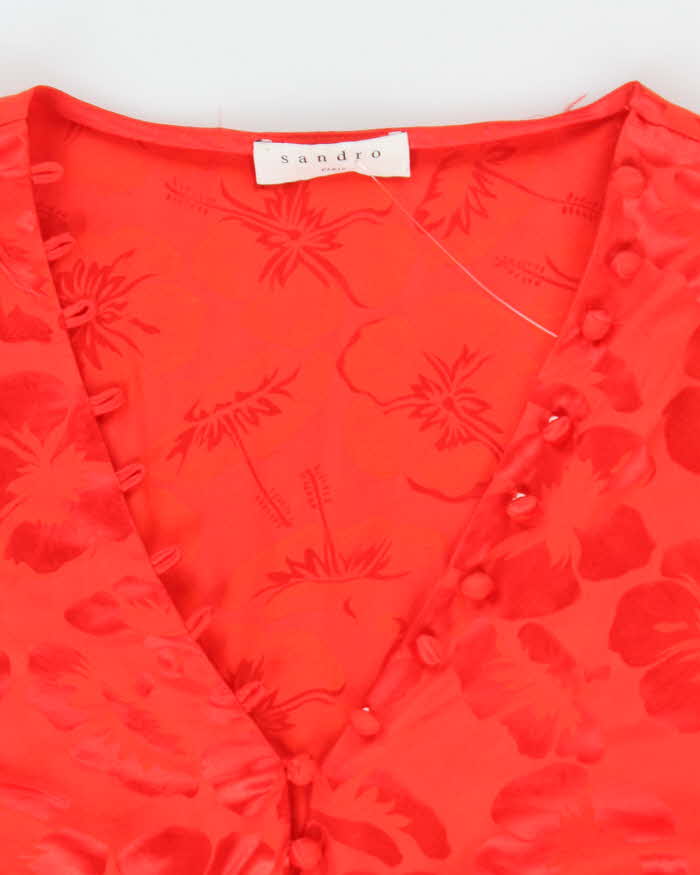 Sandro Silk Blend Floral Button-Up Dress - M