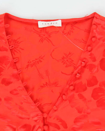 Sandro Silk Blend Floral Button-Up Dress - M
