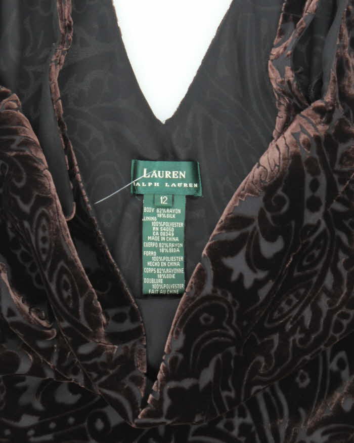 Vintage 90s Ralph Lauren Silk &amp; Velvet Dress - L