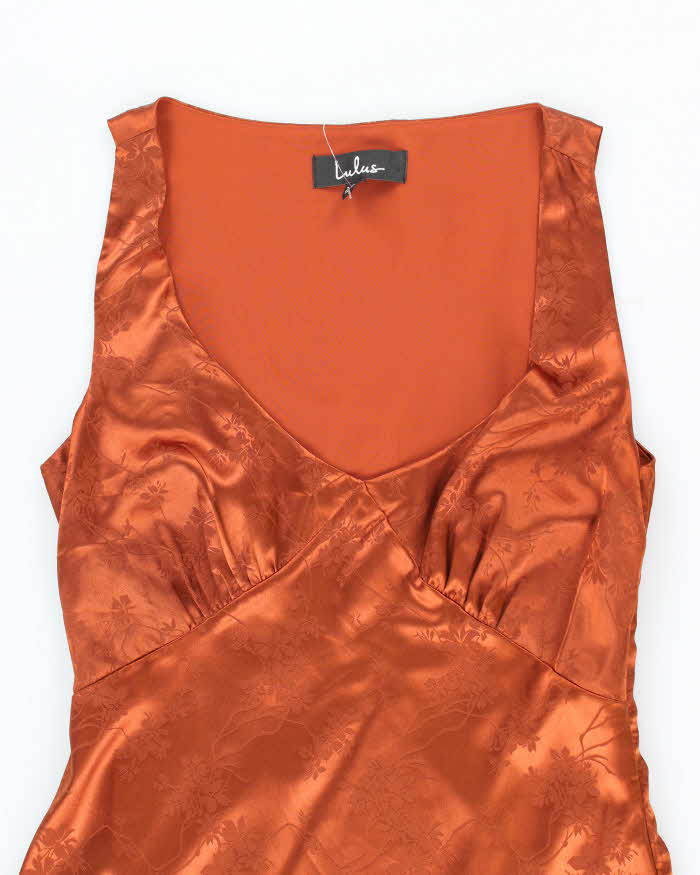 Vintage Lulus Brown Floral Satin Dress - S