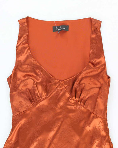 Vintage Lulus Brown Floral Satin Dress - S