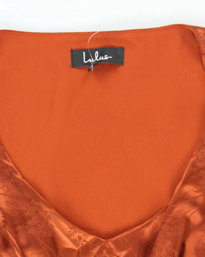 Vintage Lulus Brown Floral Satin Dress - S