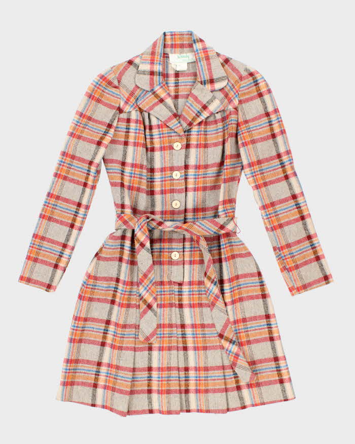 Vintage 70s Wendy Button-Up Wool Blend Dress - S