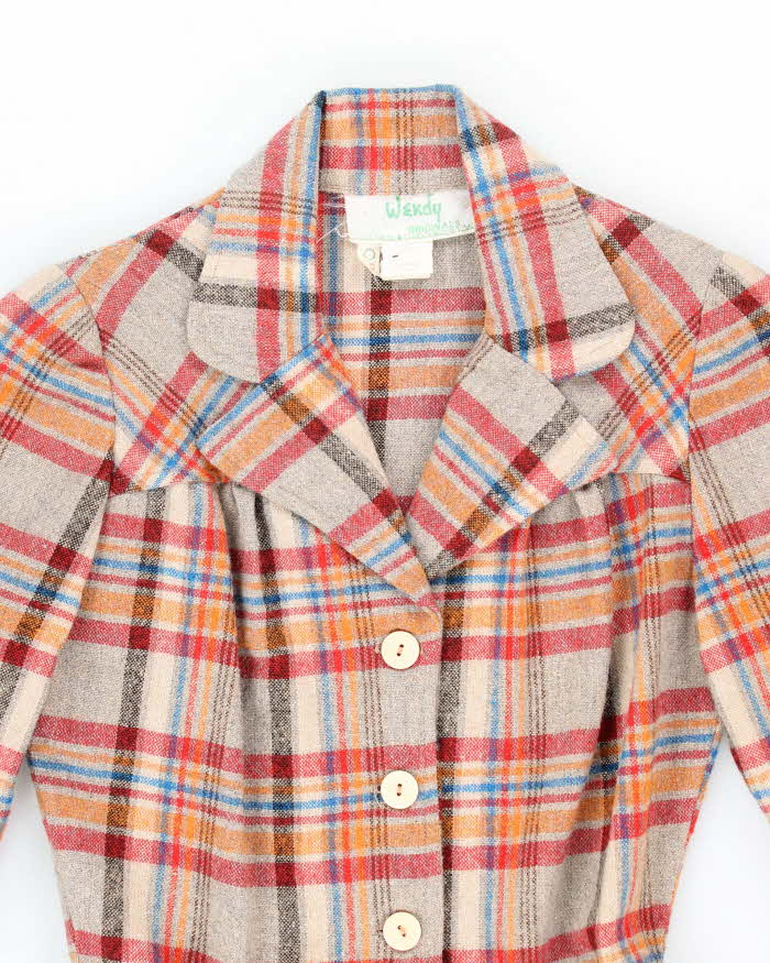 Vintage 70s Wendy Button-Up Wool Blend Dress - S