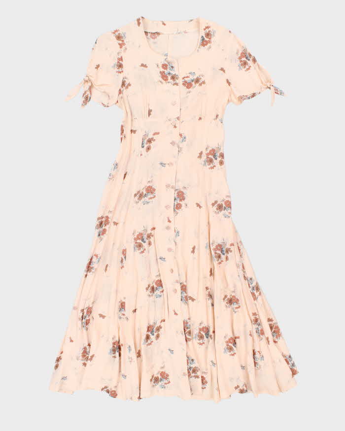 Vintage Floral Button-Up Dress - L