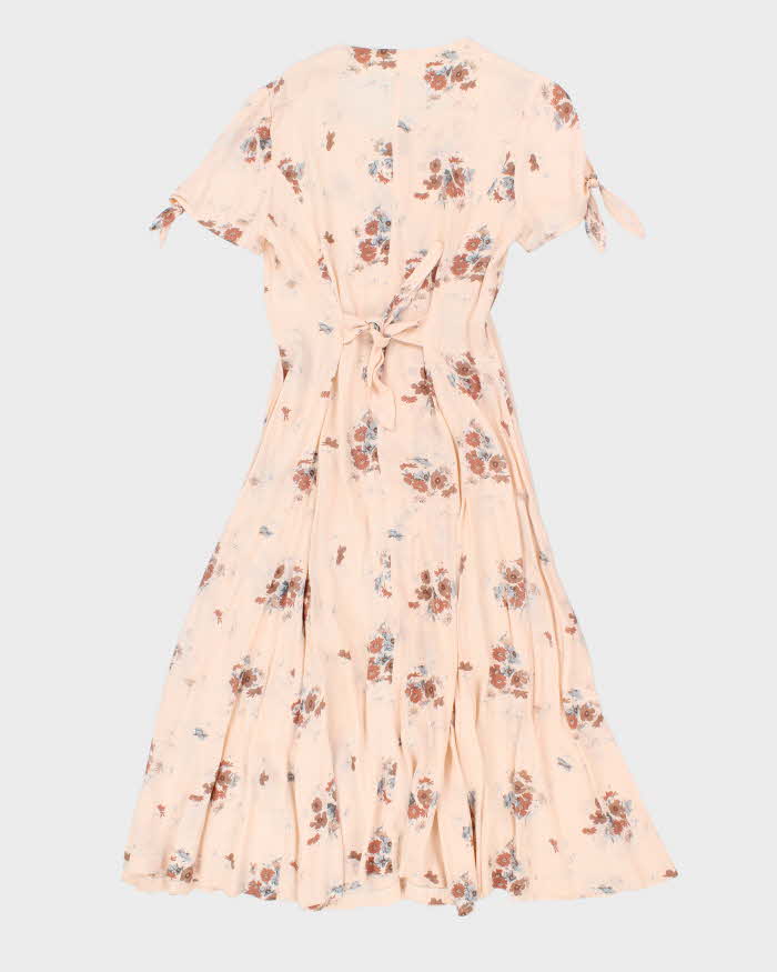 Vintage Floral Button-Up Dress - L