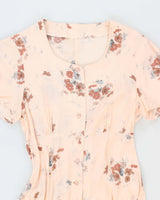 Vintage Floral Button-Up Dress - L