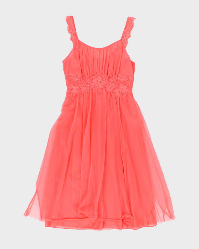 Vintage Pink Lace Sheer Slip Dress - S