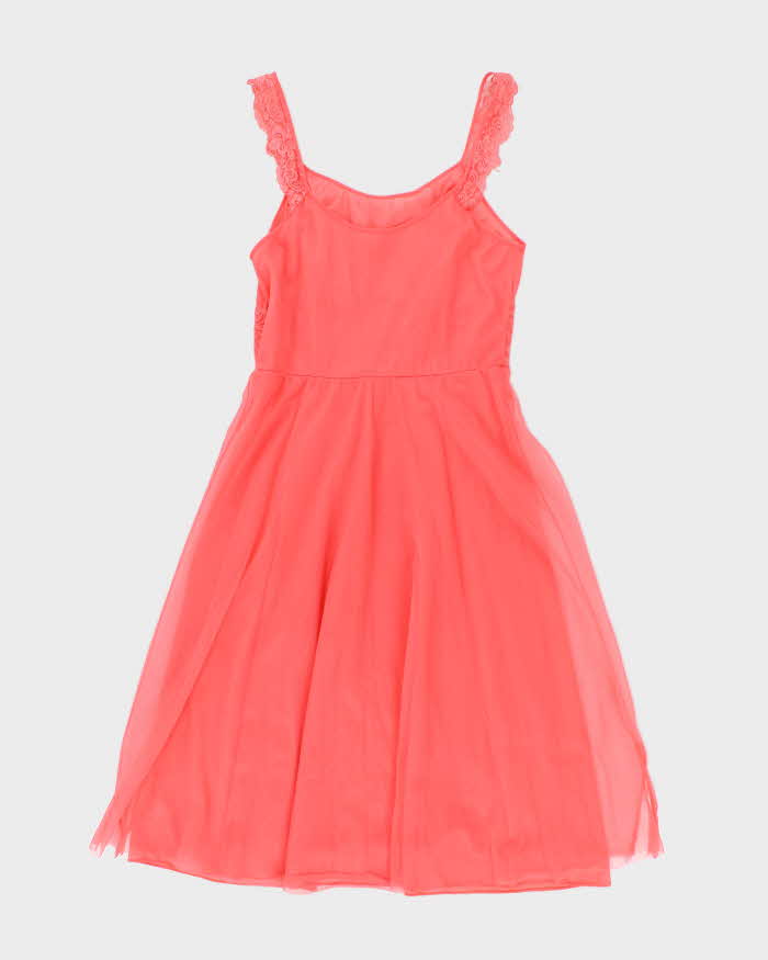 Vintage Pink Lace Sheer Slip Dress - S