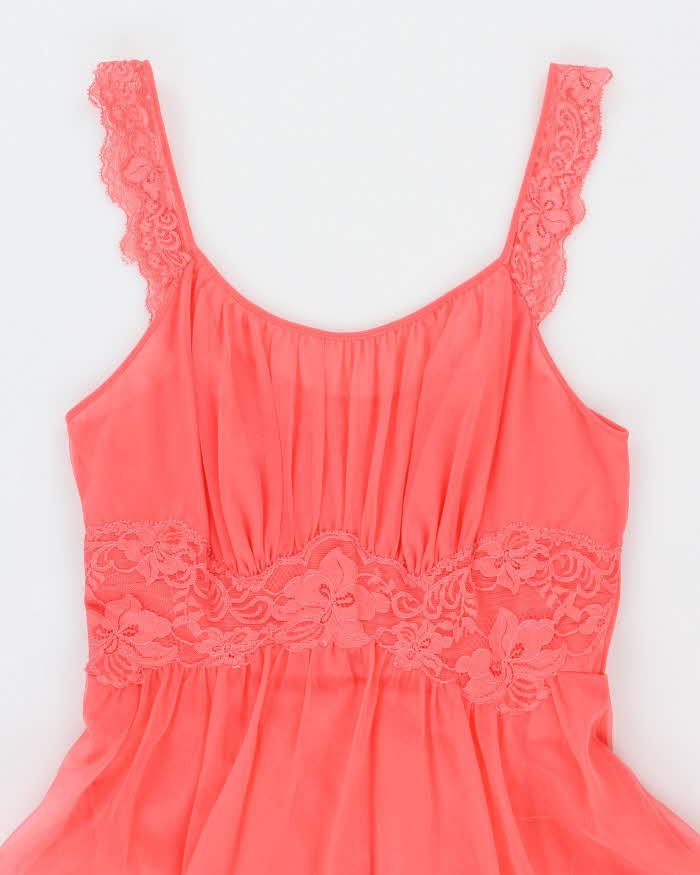 Vintage Pink Lace Sheer Slip Dress - S