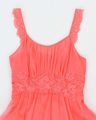 Vintage Pink Lace Sheer Slip Dress - S