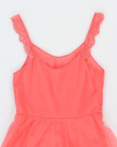 Vintage Pink Lace Sheer Slip Dress - S