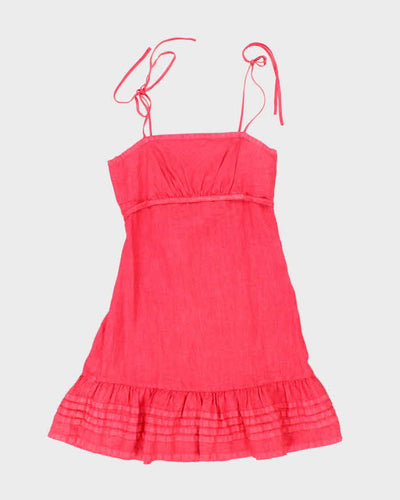 Vintage Y2k 00s Guess Pink Linen Dress - S