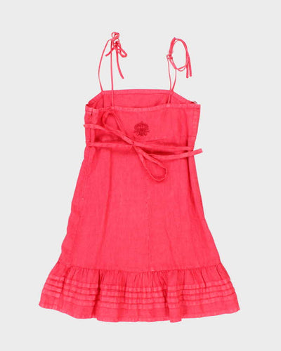 Vintage Y2k 00s Guess Pink Linen Dress - S