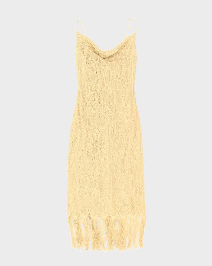 Vintage 90s Rhapsody Gold Cowl Neck Dress - XS