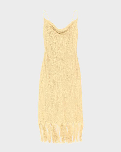 Vintage 90s Rhapsody Gold Cowl Neck Dress - XS