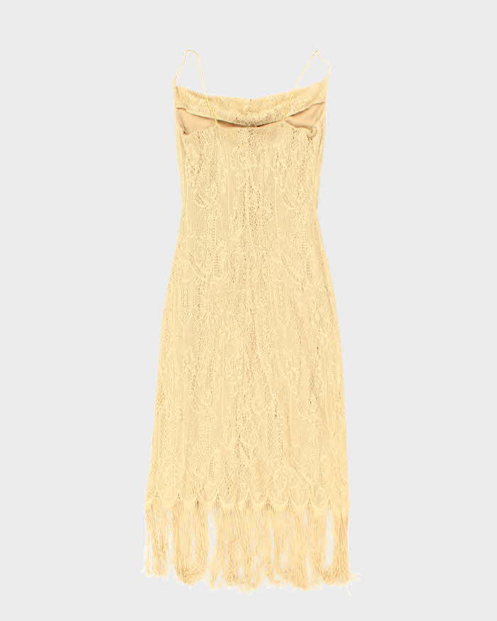 Vintage 90s Rhapsody Gold Cowl Neck Dress - XS