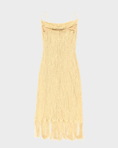 Vintage 90s Rhapsody Gold Cowl Neck Dress - XS