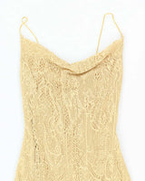 Vintage 90s Rhapsody Gold Cowl Neck Dress - XS