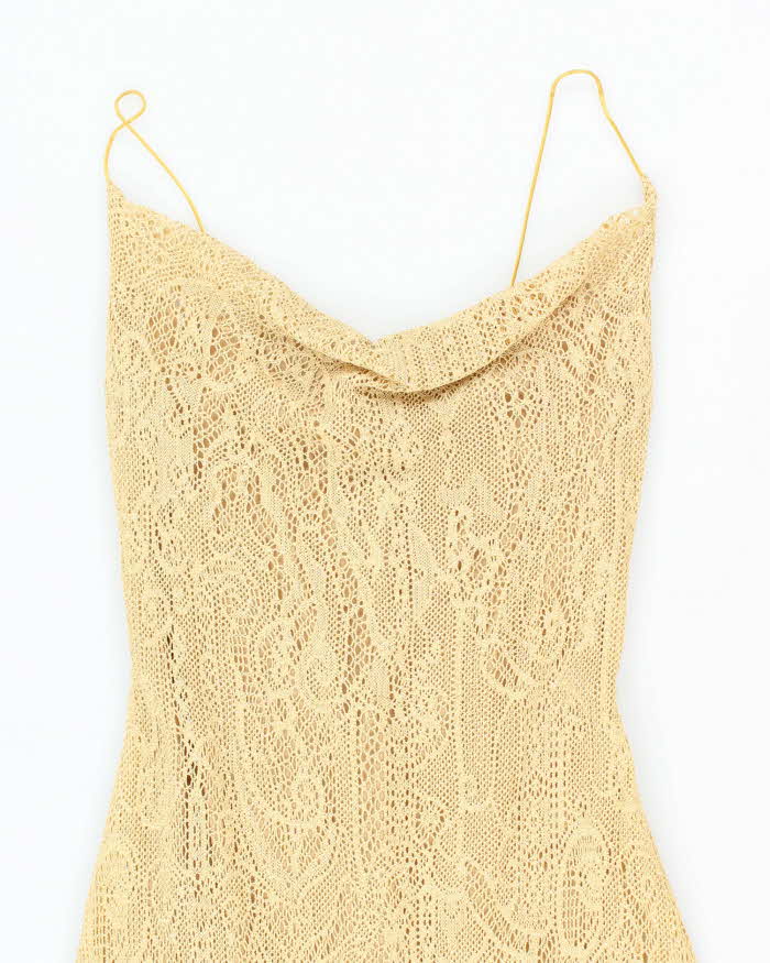 Vintage 90s Rhapsody Gold Cowl Neck Dress - XS