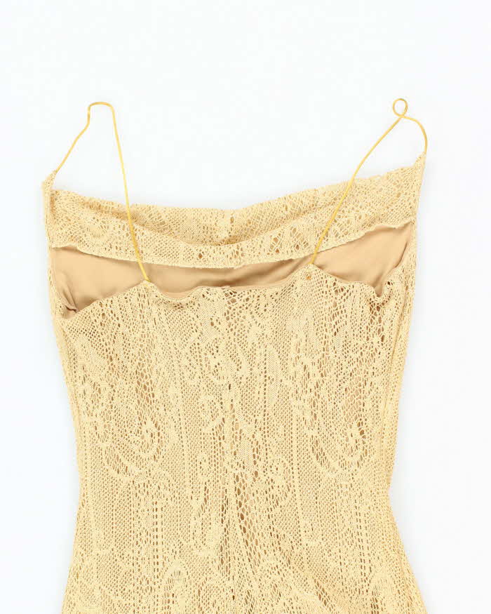 Vintage 90s Rhapsody Gold Cowl Neck Dress - XS