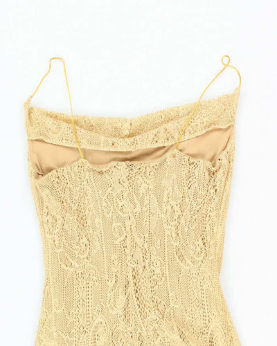 Vintage 90s Rhapsody Gold Cowl Neck Dress - XS