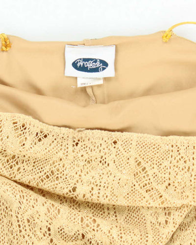 Vintage 90s Rhapsody Gold Cowl Neck Dress - XS
