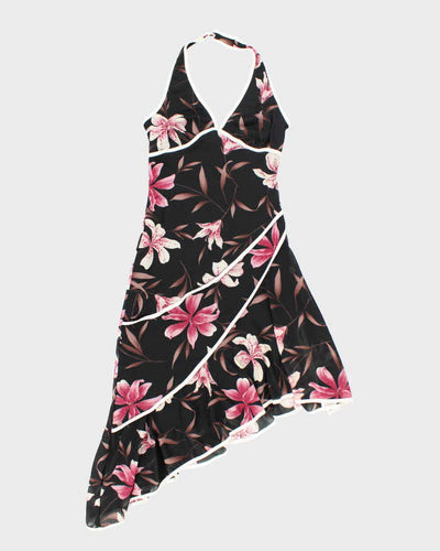Vintage 90s Ruby Rox Halter Neck Asymmetric Hem Dress - S