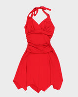 Vintage Y2k 00s Le Chateau Red Halter Neck Dress - M