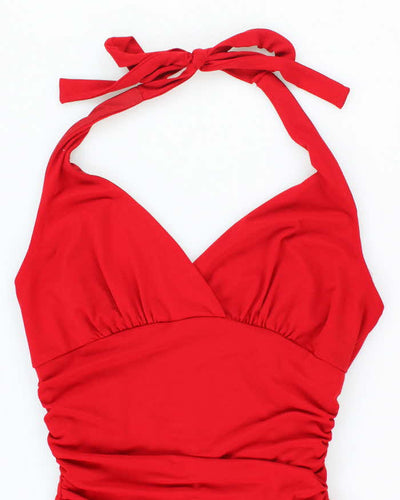 Vintage Y2k 00s Le Chateau Red Halter Neck Dress - M