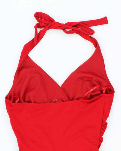 Vintage Y2k 00s Le Chateau Red Halter Neck Dress - M