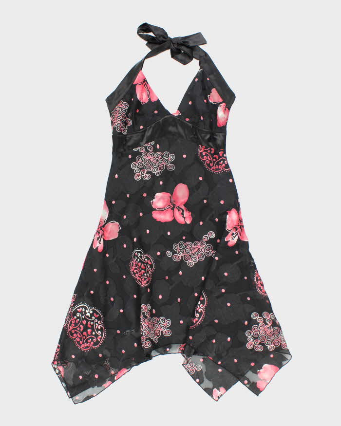 Vintage 90s Jump Floral Halter Dress - S