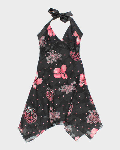 Vintage 90s Jump Floral Halter Dress - S