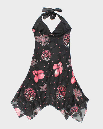 Vintage 90s Jump Floral Halter Dress - S